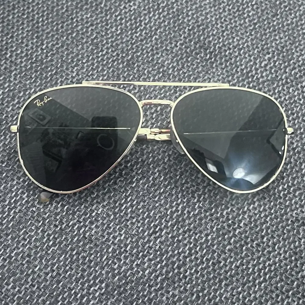 Ray-Ban RB 3625 New Aviator Sunglasses Mens 58-14 Gold Green Tinted 9196/31